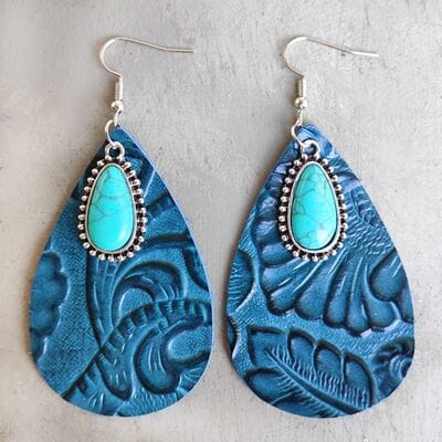 Artificial Turquoise Teardrop Earrings - Trendsi