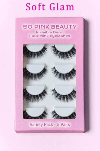 SO PINK BEAUTY Mink Eyelashes 5 Pairs - Trendsi - Flyclothing LLC