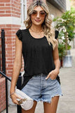 Ruffled Ruched Round Neck Tank - Trendsi - Flyclothing LLC