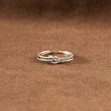 925 Sterling Silver Double-Layered Knot Ring - Trendsi
