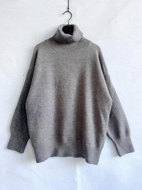 Turtleneck Long Sleeve Sweater - Trendsi