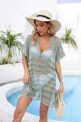 Openwork Slit V-Neck Cover Up - Trendsi - Flyclothing LLC