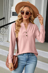 Notched Long Sleeve T-Shirt - Trendsi - Flyclothing LLC