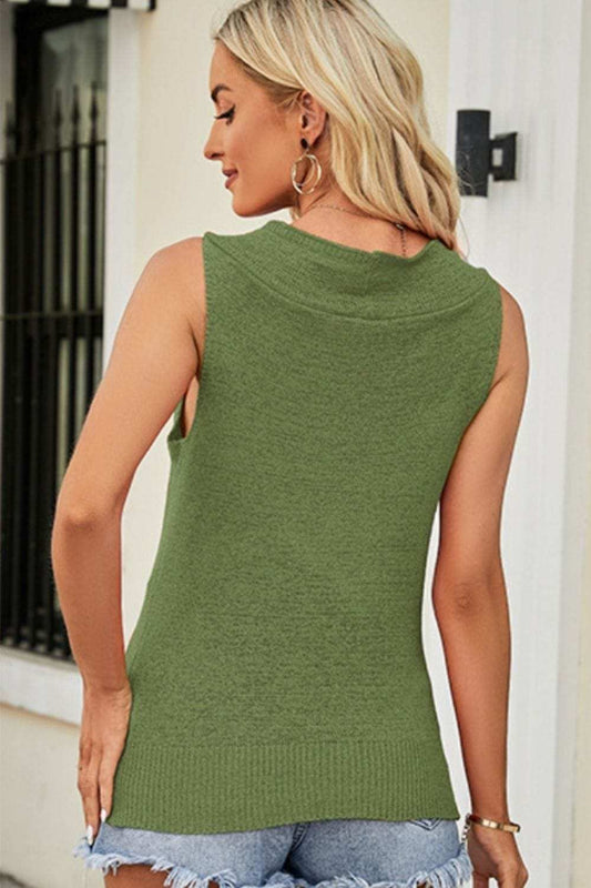 Cowl Neck Knit Vest - Trendsi - Flyclothing LLC