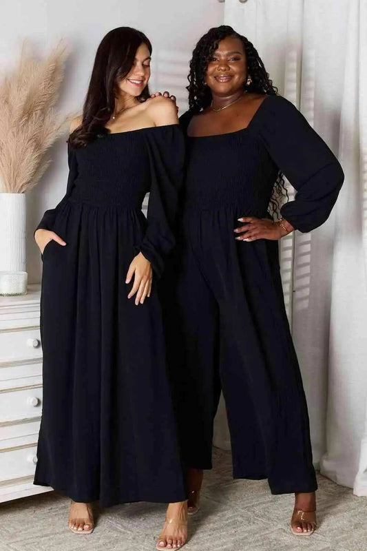 Double Take Square Neck Jumpsuit with Pockets - Trendsi - Flyclothing LLC