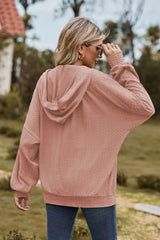 Cable-Knit Long Sleeve Hooded Jacket - Trendsi