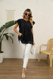 Swiss Dot Round Neck Tiered Blouse - Trendsi - Flyclothing LLC