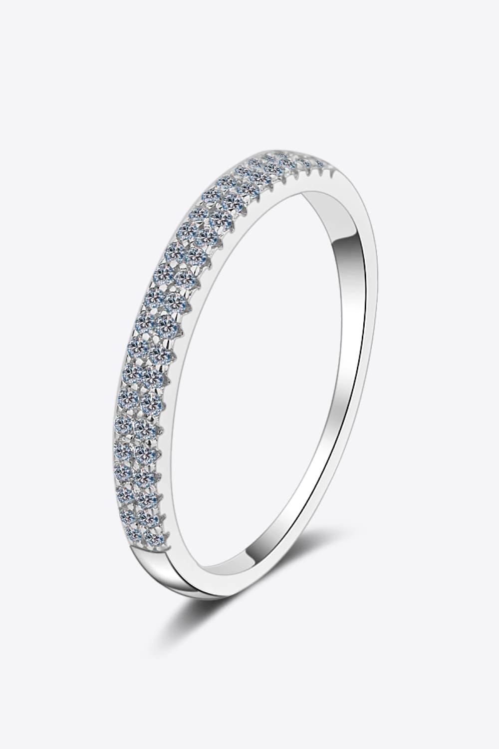 Moissanite 925 Sterling Silver Half-Eternity Ring - Trendsi