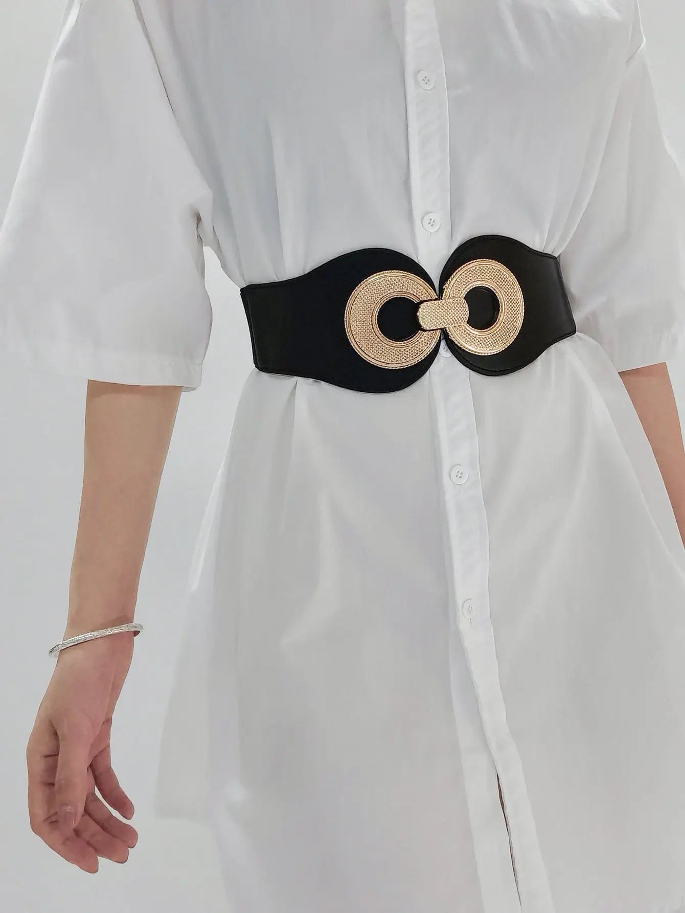 Alloy Buckle Elastic PU Belt - Trendsi - Flyclothing LLC