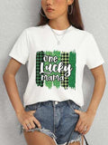 ONE LUCKY MAMA Round Neck T-Shirt - Trendsi - Flyclothing LLC