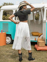 Embroidered Elastic Waist Skirt - Trendsi - Flyclothing LLC