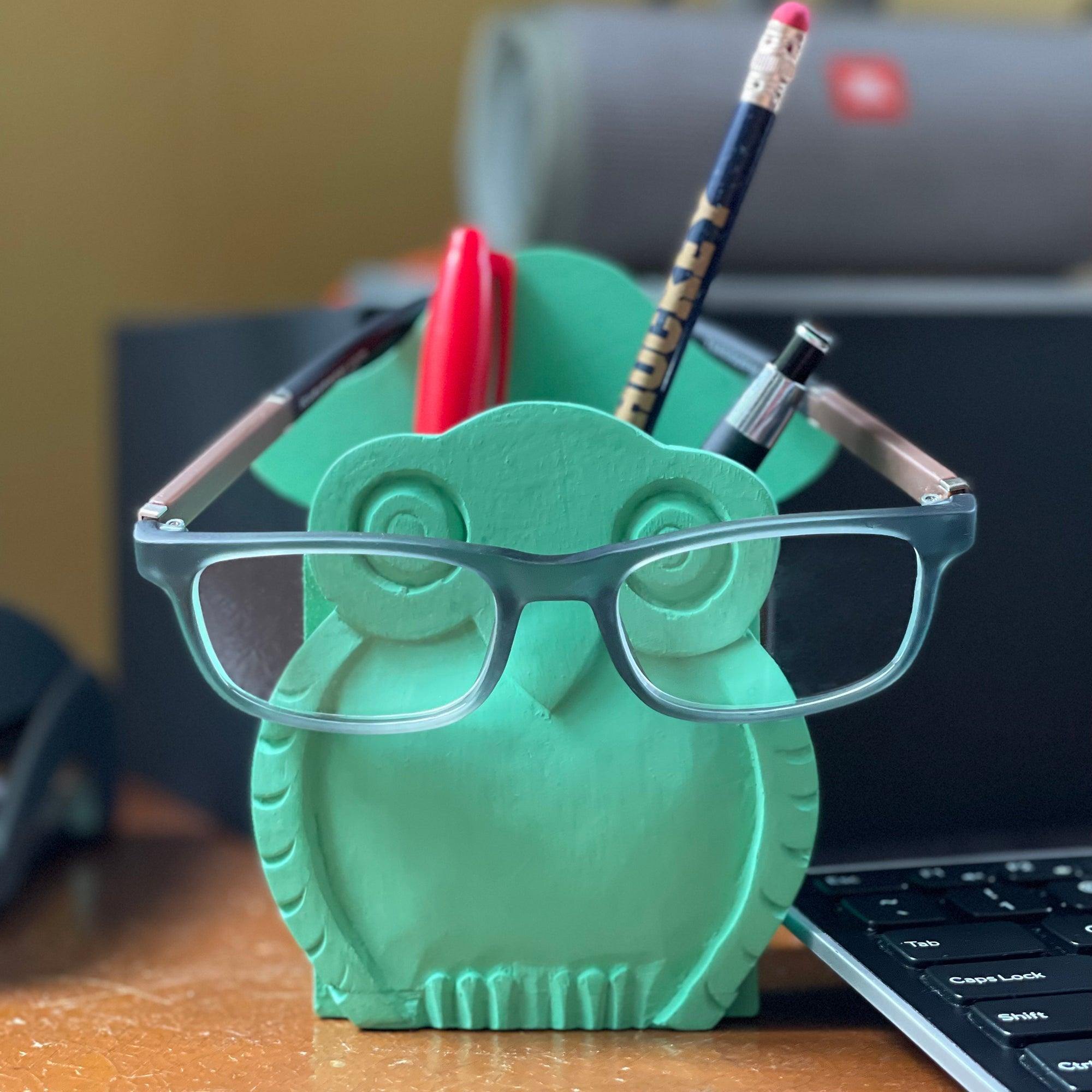 Mr. Owl Eyeglass Stand Pen Holder Combo - Asha Handicrafts
