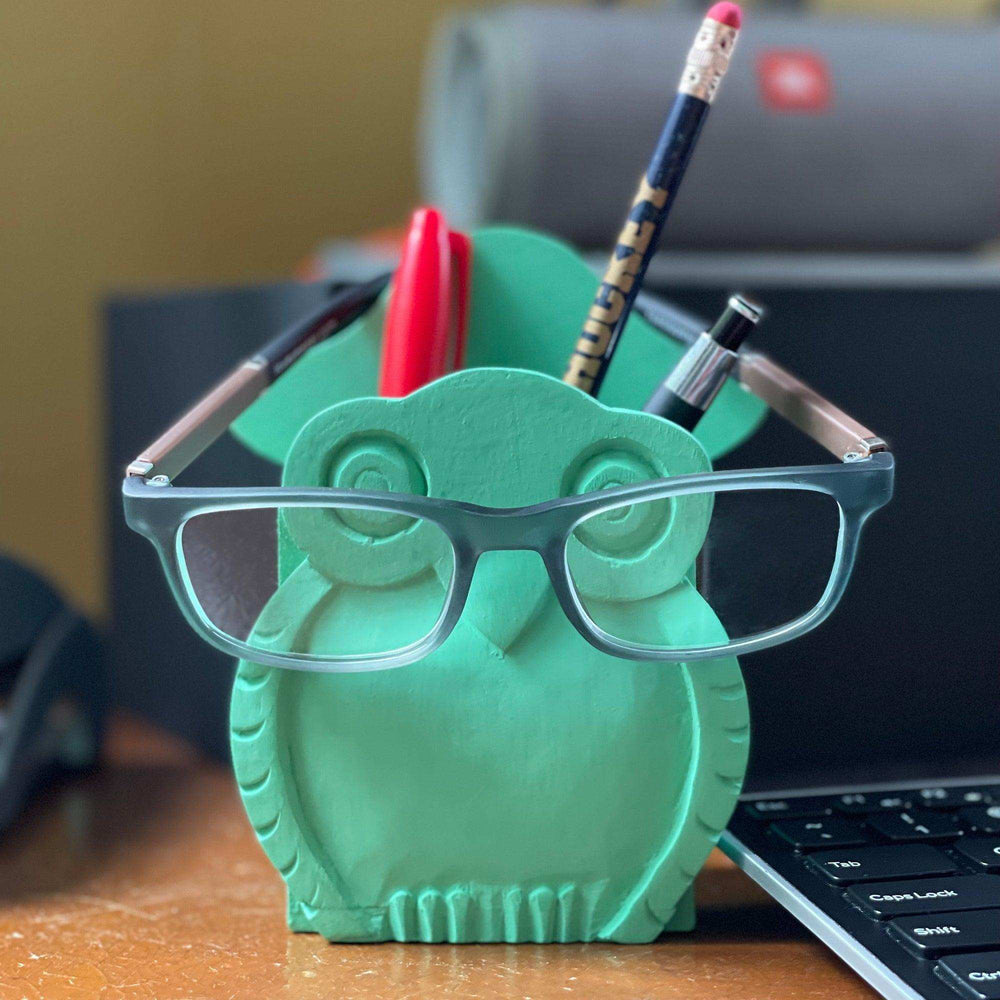 Mr. Owl Eyeglass Stand Pen Holder Combo - Asha Handicrafts - Flyclothing LLC