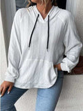Textured Drawstring Kangaroo Pocket Hoodie - Trendsi - Flyclothing LLC
