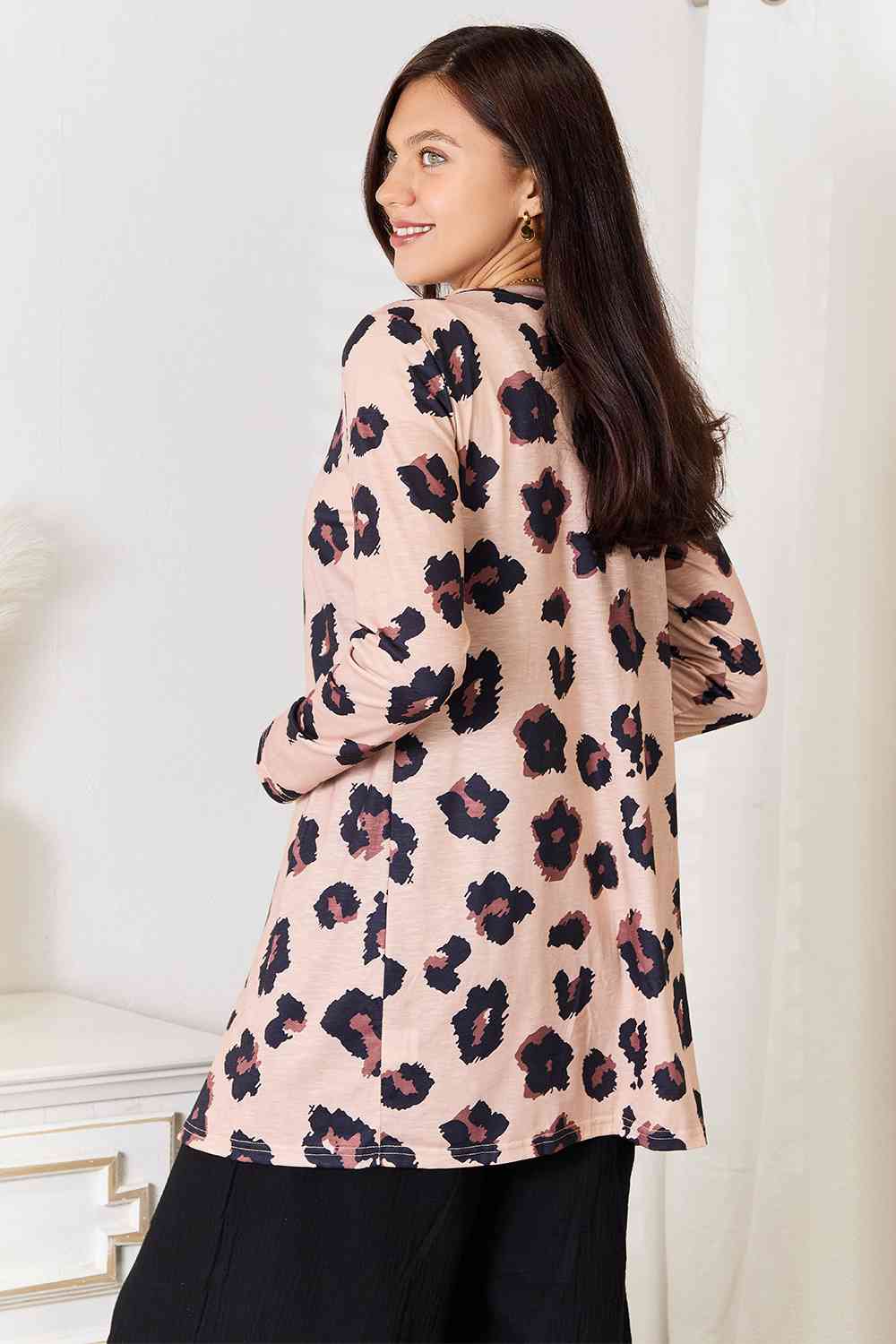Double Take Printed Button Front Longline Cardigan - Trendsi - Flyclothing LLC