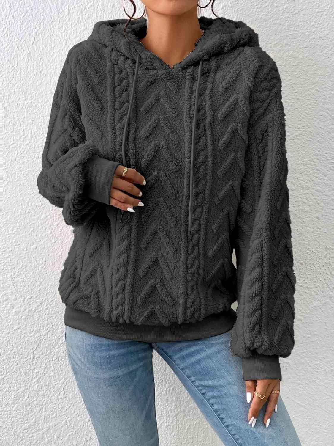 Drawstring Long Sleeve Hoodie - Trendsi