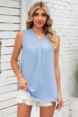 Texture V-Neck Sleeveless Top - Trendsi - Flyclothing LLC