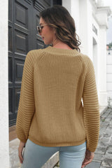 Round Neck Rib-Knit Sweater - Trendsi