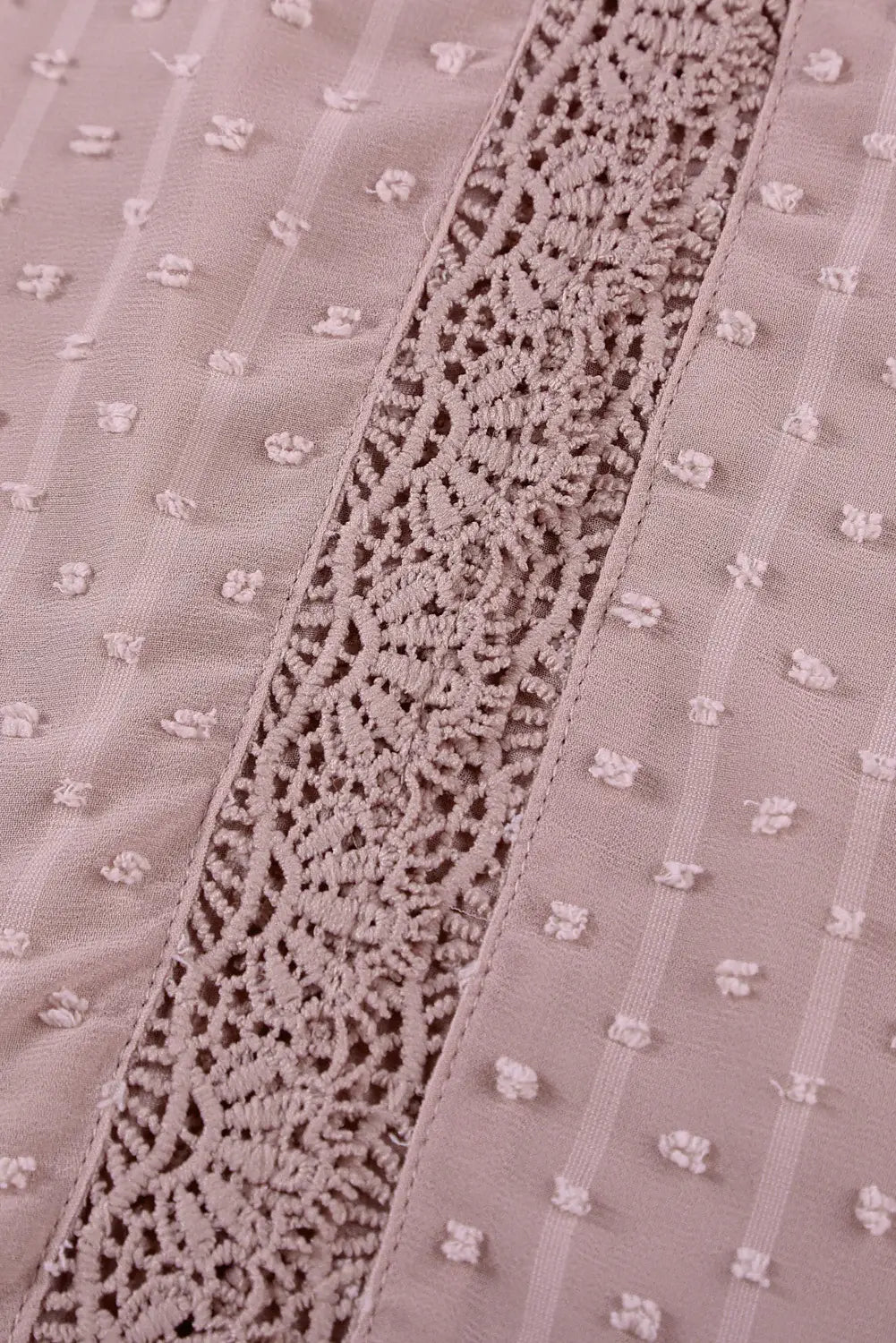 Swiss Dot Lace Trim Plunge Blouse - Trendsi - Flyclothing LLC