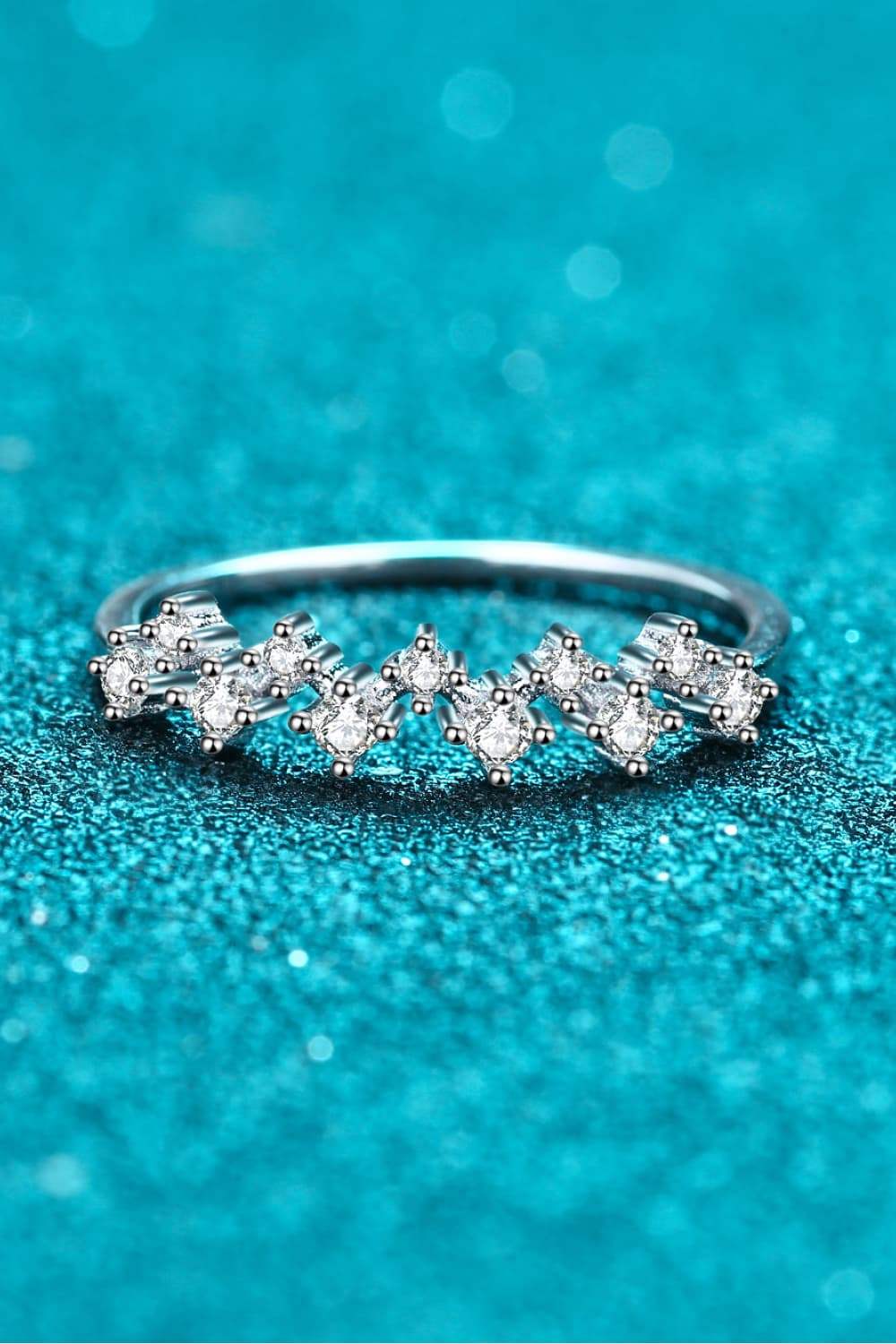 Moissanite Rhodium-Plated Half-Eternity Ring - Trendsi - Flyclothing LLC