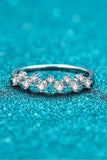 Moissanite Rhodium-Plated Half-Eternity Ring - Trendsi