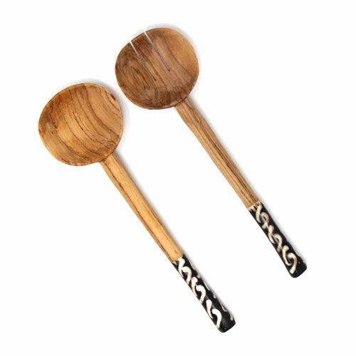 Olive Serving Set with Batik Bone Handles 10 inch - Jedando - Flyclothing LLC