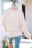 Collared Neck Half Button Long Sleeve Blouse - Trendsi - Flyclothing LLC