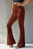 Ribbed High Waist Flare Pants - Trendsi - Flyclothing LLC