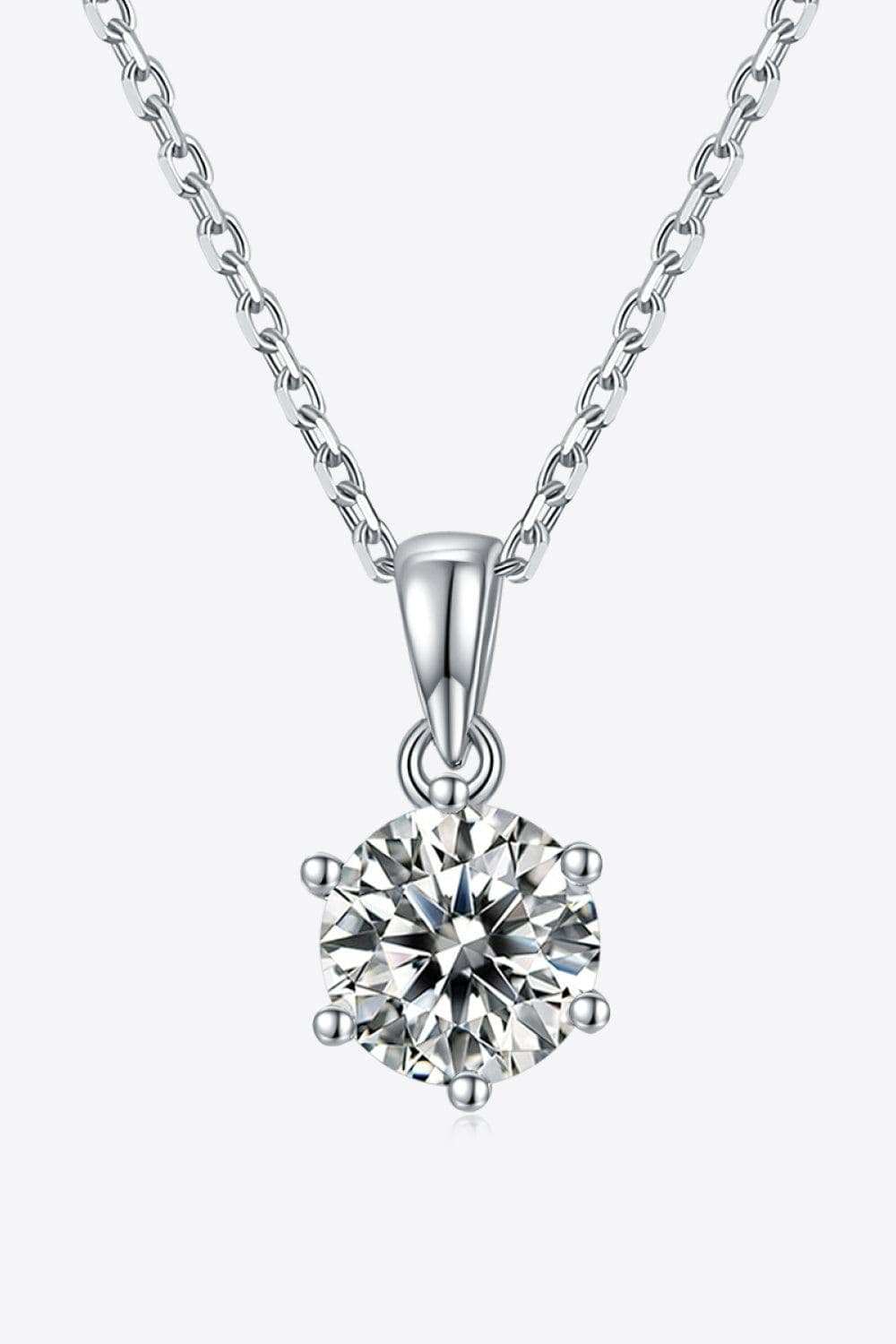 1 Carat Moissanite 925 Sterling Silver Necklace - Trendsi - Flyclothing LLC