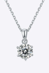 1 Carat Moissanite 925 Sterling Silver Necklace - Trendsi - Flyclothing LLC