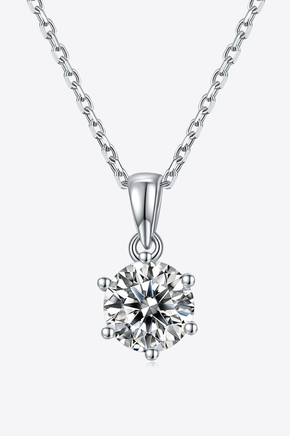 1 Carat Moissanite 925 Sterling Silver Necklace - Trendsi