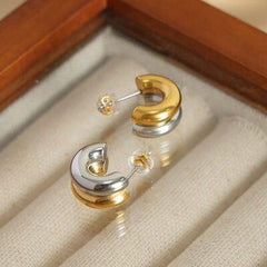 18K Gold-Plated C-Hoop Earrings - Trendsi