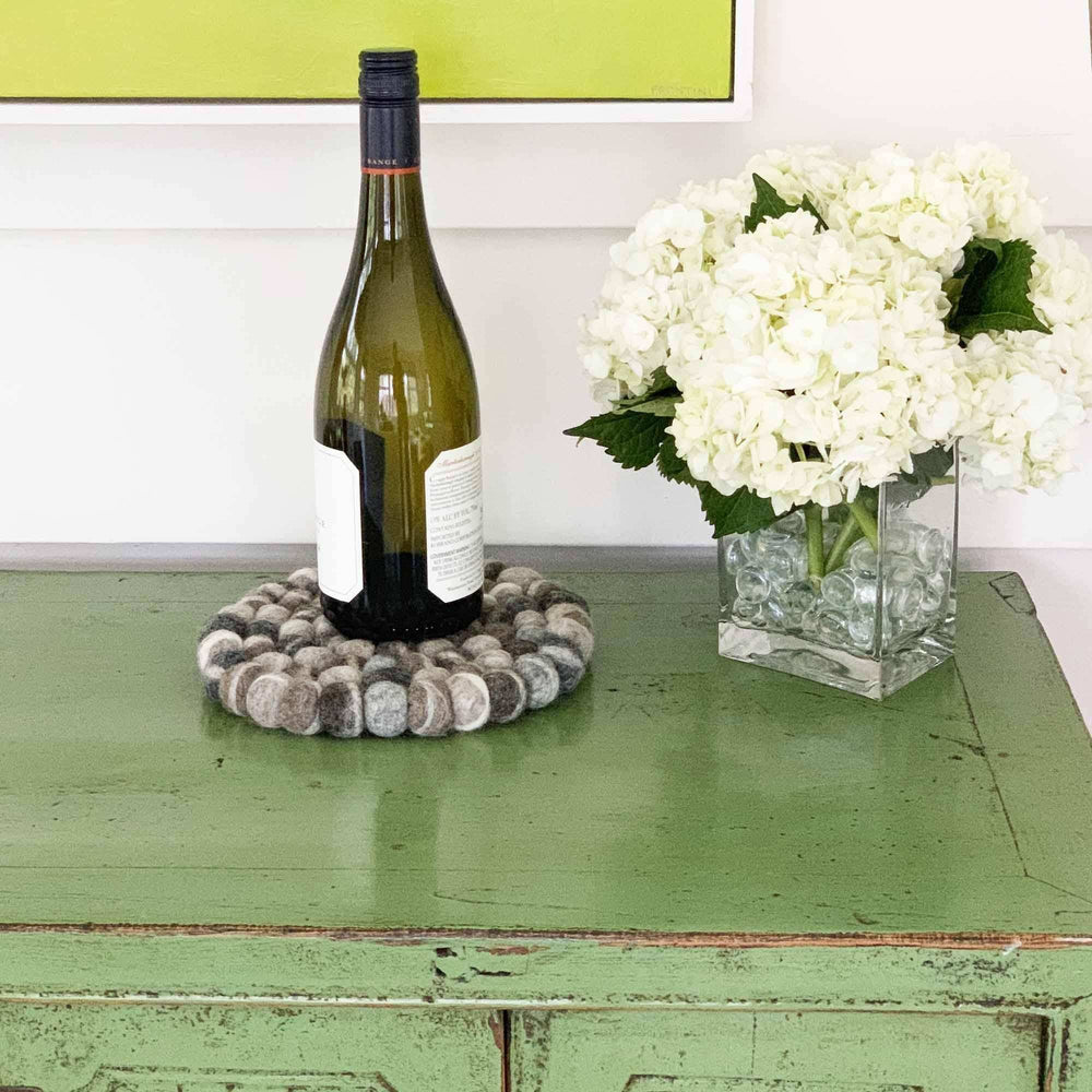 Hand Crafted Felt from Nepal: Trivet, Tie Dye Grey - Global Groove (T) - Global Groove - Flyclothing LLC