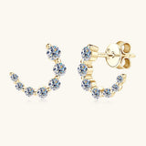 925 Sterling Silver Inlaid Moissanite Stud Earrings - Trendsi - Flyclothing LLC