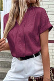 Notched Short Sleeve Blouse - Trendsi - Flyclothing LLC