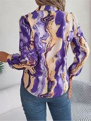 Printed Button Up Long Sleeve Shirt - Trendsi