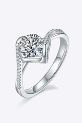 1 Carat Moissanite 925 Sterling Silver Twisted Ring - Trendsi - Flyclothing LLC