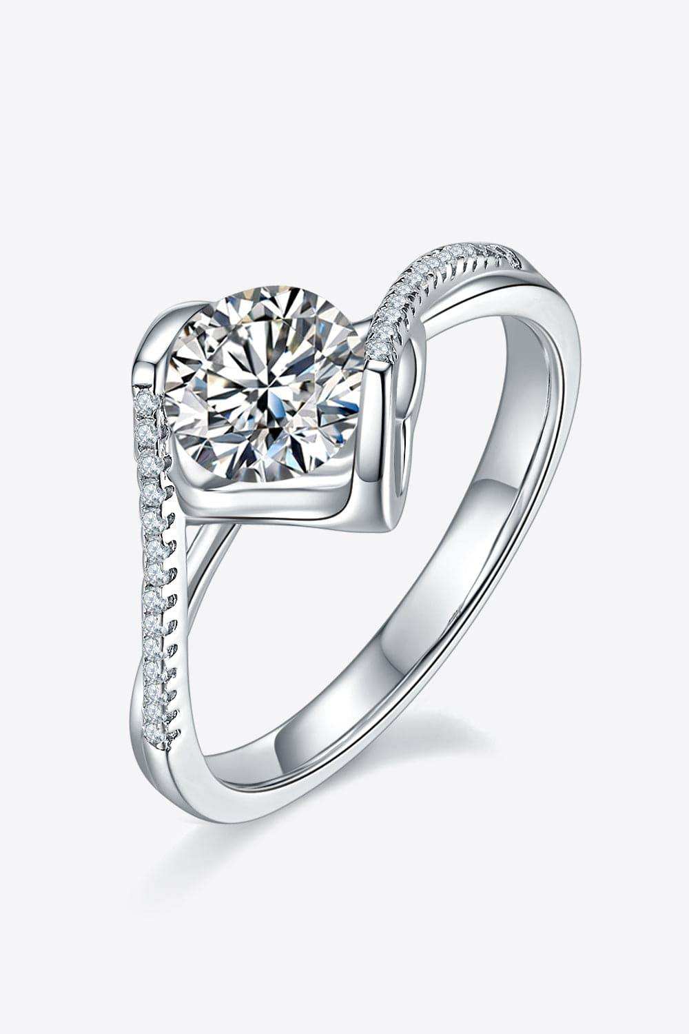 1 Carat Moissanite 925 Sterling Silver Twisted Ring - Trendsi - Flyclothing LLC