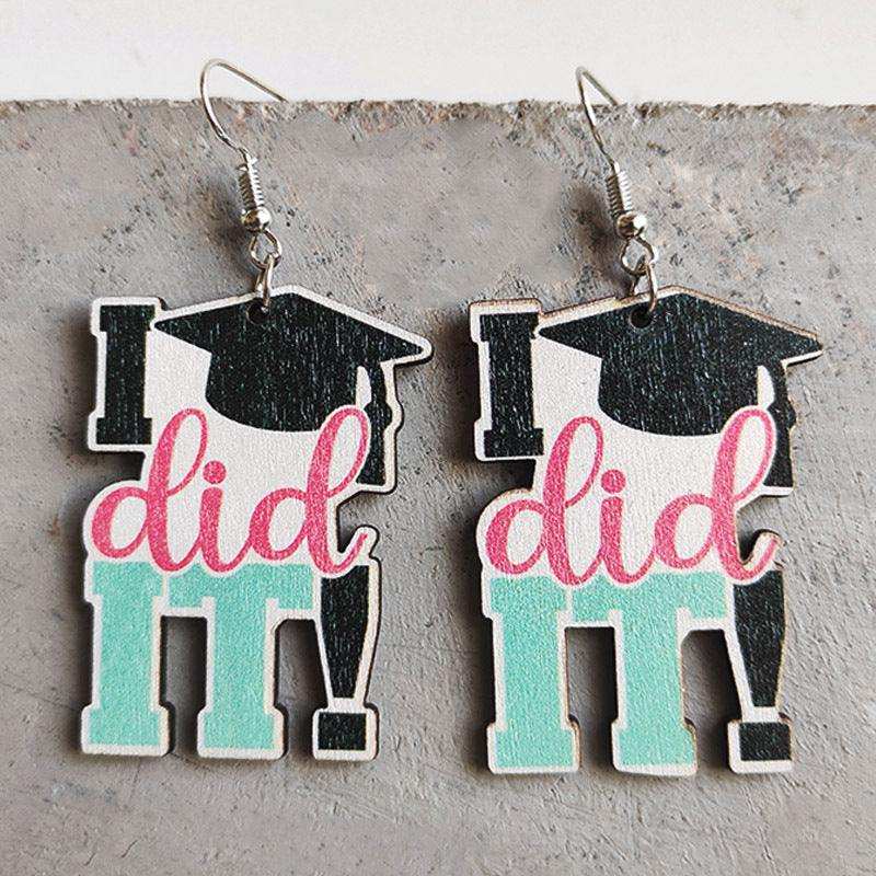 School Theme Wooden Dangle Earrings - Trendsi - Flyclothing LLC