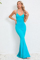 Crisscross Spaghetti Strap Fishtail Dress - Trendsi