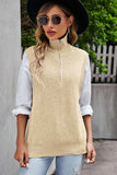 Quarter-Zip Ribbed Sweater Vest - Trendsi - Flyclothing LLC