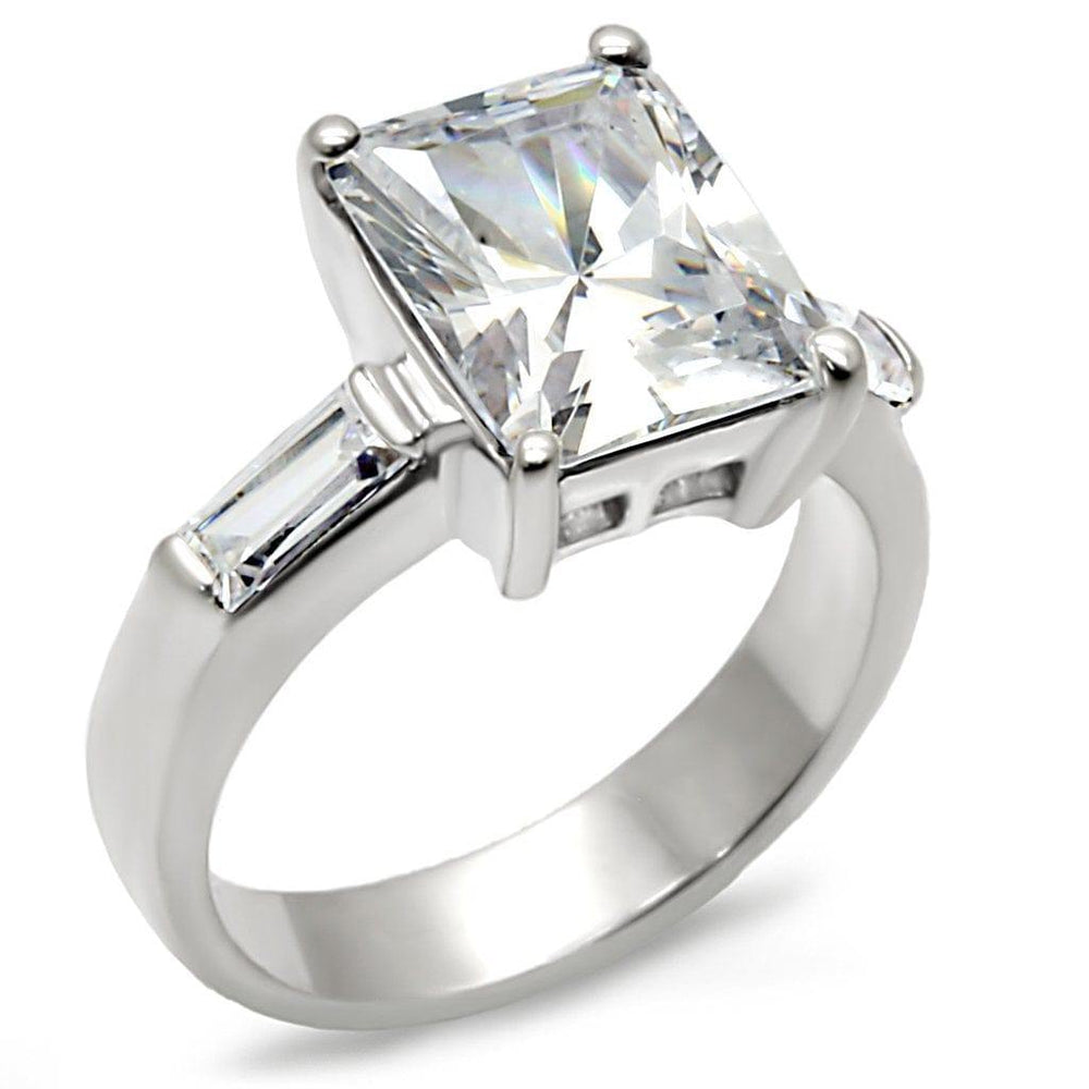 Alamode High-Polished 925 Sterling Silver Ring with AAA Grade CZ in Clear - Alamode