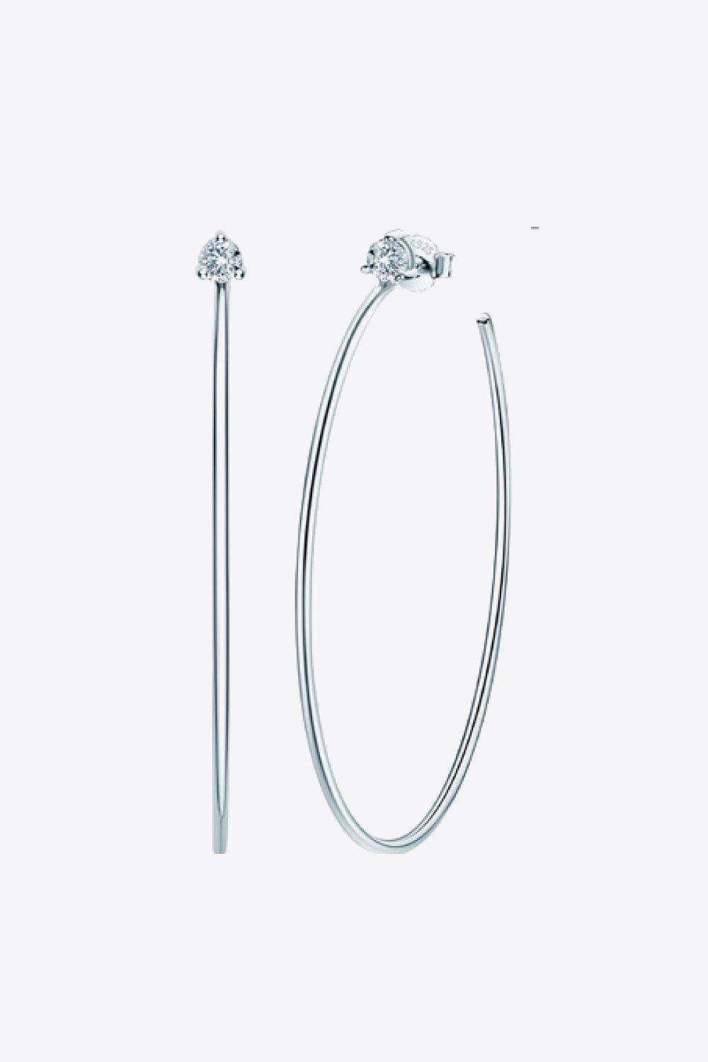 925 Sterling Silver Moissanite Hoop Earrings - Trendsi - Flyclothing LLC