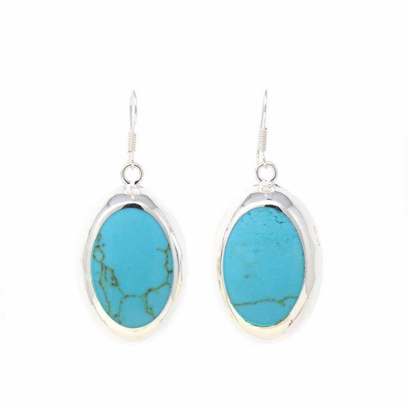 Earrings, Turquoise Ovals - Artisana