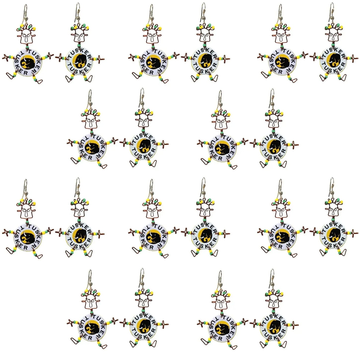 Set of 10 Dancing Tusker Dangle Earrings - Creative Alternatives - Flyclothing LLC