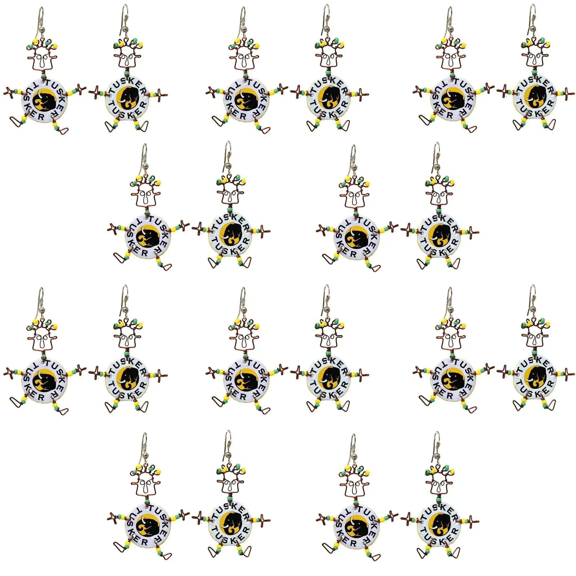 Set of 10 Dancing Tusker Dangle Earrings - Creative Alternatives - Flyclothing LLC
