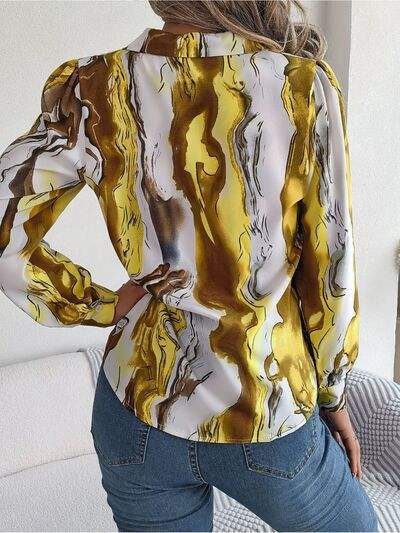 Printed Button Up Long Sleeve Shirt - Trendsi - Flyclothing LLC