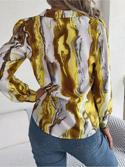 Printed Button Up Long Sleeve Shirt - Trendsi
