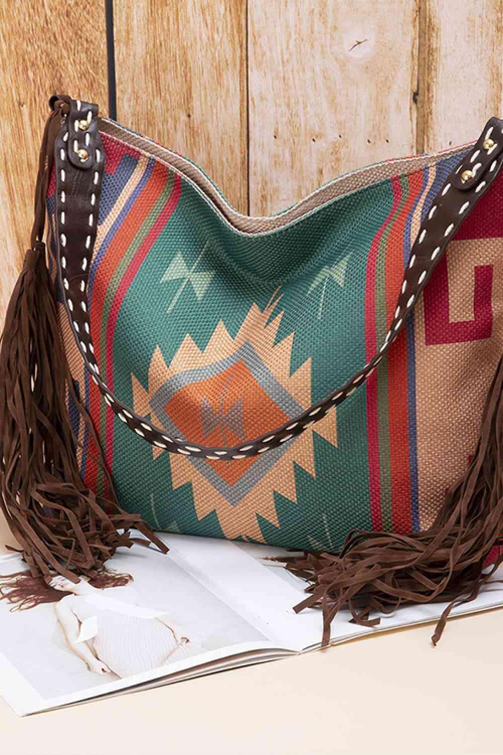 Geometric Canvas Tote Bag - Trendsi