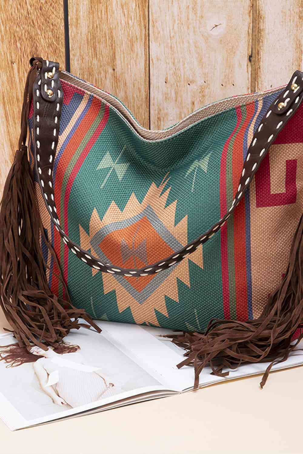 Geometric Canvas Tote Bag - Trendsi - Flyclothing LLC
